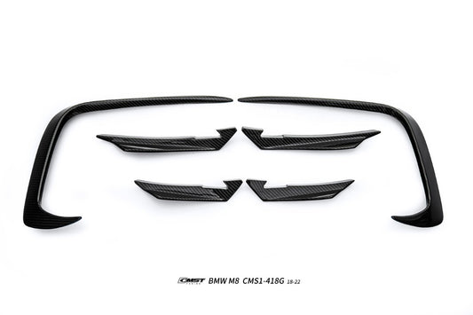 BMW M8 M8C F91 F92 F93 2019-ON with Aftermarket Parts - Front Bumper Canards Dry Pre-preg Carbon Fiber / FRP from CMST Tuning