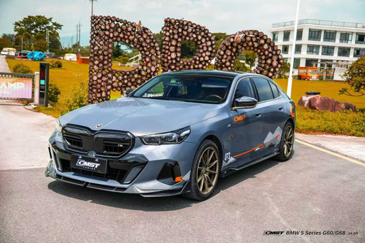 BMW i5 xDrive40 / eDrive40 (with M-package bumper, does not fit base mode) / M60 G60 G61 2024-ON & 5 Series 540i xDrive / 530i xDrive / 530i (with M-package bumper, does not fit base model) / 550e xDrive G60 G61 2024-ON with Aftermarket Parts - Front Lip Dry Pre-preg Carbon Fiber / FRP