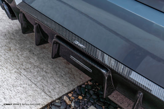 BMW i5 xDrive40 / eDrive40 (with M-package bumper, does not fit base mode) / M60 G60 G61 2024-ON & 5 Series 540i xDrive / 530i xDrive / 530i (with M-package bumper, does not fit base model) / 550e xDrive G60 G61 2024-ON with Aftermarket Parts - Rear Diffuser Dry Pre-preg Carbon Fiber / FRP