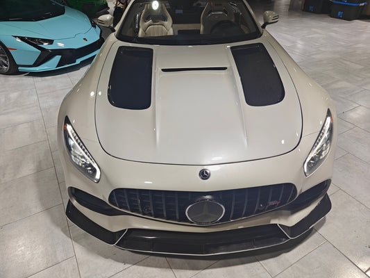 Mercedes Benz AMG GT GTS GTC GTR Pro Black Series C190 2016 2017 2018 2019 2020 2021 with Aftermarket Parts - Black Series Hood Bonnet Carbon Fiber / FRP from CMST Tuning