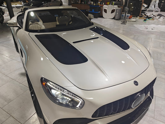 Mercedes Benz AMG GT GTS GTC GTR Pro Black Series C190 2016 2017 2018 2019 2020 2021 with Aftermarket Parts - Black Series Hood Bonnet Carbon Fiber / FRP from CMST Tuning