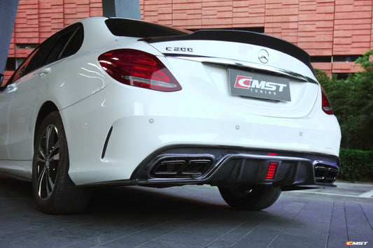 Mercedes Benz C-Class C63S C63 AMG C43 C450 C300 W205 2015-2018 (C300 requires sport package bumper) with Aftermarket Parts - Rear Diffuser Carbon Fiber / FRP from CMST Tuning