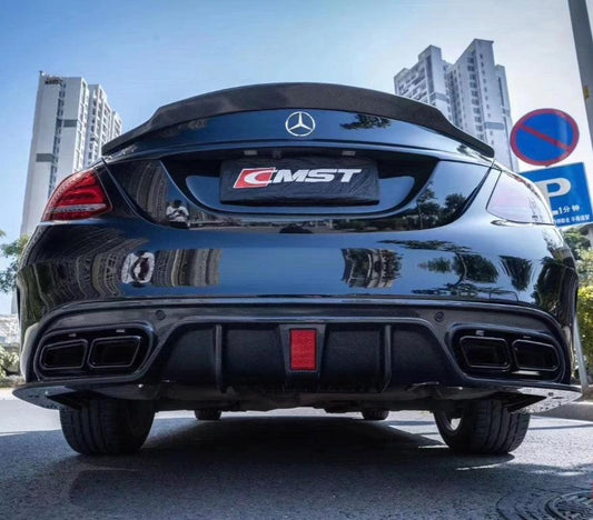Mercedes Benz C-Class C63S C63 AMG C43 C450 C300 W205 2015-2018 (C300 requires sport package bumper) with Aftermarket Parts - Rear Diffuser Carbon Fiber / FRP from CMST Tuning