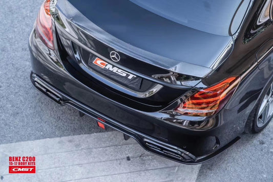 Mercedes Benz C-Class C63S C63 AMG C43 C450 C300 W205 2015-2018 (C300 requires sport package bumper) with Aftermarket Parts - Rear Diffuser Carbon Fiber / FRP from CMST Tuning