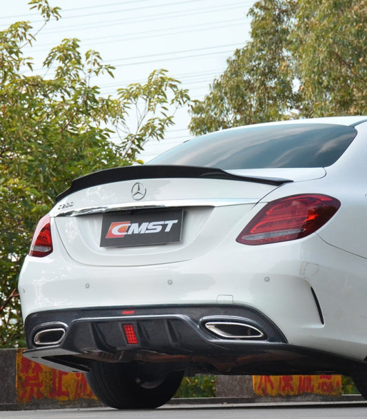 Mercedes Benz C-Class C63S C63 C43 AMG C450 C300 W205 Sedan 2015-2021 with Aftermarket Parts - Rear Spoiler Carbon Fiber/FRP from CMST Tuning