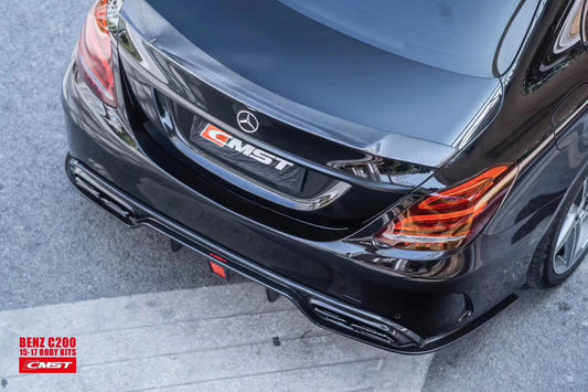 Mercedes Benz C-Class C63S C63 C43 AMG C450 C300 W205 Sedan 2015-2021 with Aftermarket Parts - Rear Spoiler Carbon Fiber/FRP from CMST Tuning