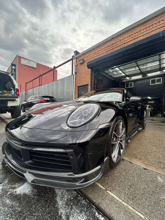 Porsche 992 992.1 Carrera Base/S/T/4/4S/Targa 4/Targa 4S/GTS 2020 2021 2022 2023 2024 with Aftermarket Parts - Sport & Non-Sport Design Aerokit Package Front Lip Carbon Fiber / FRP from CMST Tuning