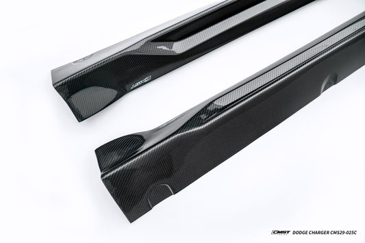 Dodge Charger & 2015 Scat Pack & 2016 Scat Pack, Hellcat & 2017 R/T, Daytona, Scat Pack, Hellcat & 2018 GT, R/T, Daytona, Scat Pack, Hellcat & 2019 GT, R/T, Scat Pack, Hellcat & 2020 GT, R/T, Scat Pack, Hellcat & 2021 GT, R/T, Scat Pack & 2022 GT, R/T, Scat Pack Non-widebody & 2023 GT, R/T, Scat Pack Non-widebody with Aftermarket Parts - SRT Style Side Skirts Carbon Fiber / FRP from CMST Tuning