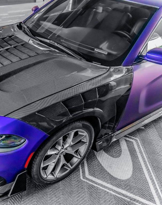 Dodge Charger 2015 Scat Pack & 2016 Scat Pack, Hellcat & 2017 R/T, Daytona, Scat Pack, Hellcat & 2018 GT, R/T, Daytona, Scat Pack, Hellcatwith & 2019 GT, R/T, Scat Pack, Hellcat & 2020 GT, R/T, Scat Pack, Hellcat & 2021 GT, R/T, Scat Pack & 2022-2023 GT, R/T, Scat Pack Non-widebody Aftermarket Parts - FRP or Carbon Fiber Fenders from CMST Tuning