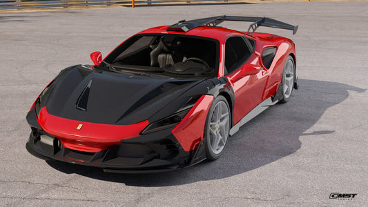 Ferrari F8 Tributo F8 Spider 2020 2021 2022 2023 with Aftermarket Parts - Front Lip Dry Pre-preg Carbon Fiber / FRP from CMST Tuning