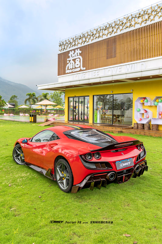 Ferrari F8 Tributo F8 Spider 2020 2021 2022 2023 with Aftermarket Parts - Rear Diffuser Dry Pre-preg Carbon Fiber / FRP from CMST Tuning