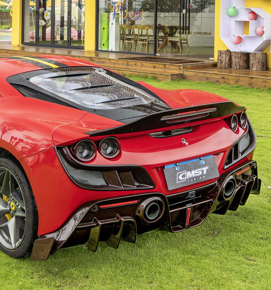 Ferrari F8 Tributo F8 Spider 2020 2021 2022 2023 with Aftermarket Parts - Rear Spoiler Dry Pre-preg Carbon Fiber / FRP from CMST Tuning