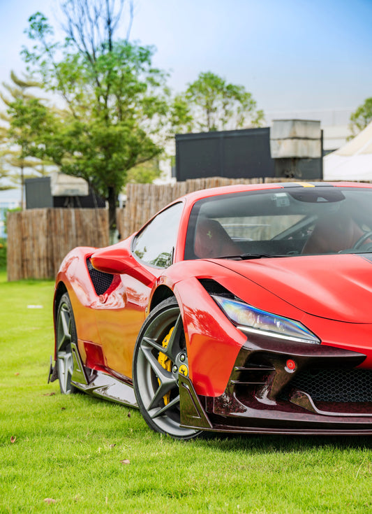 Ferrari F8 Tributo F8 Spider 2020 2021 2022 2023 with Aftermarket Parts - Side Skirts Dry Pre-preg Carbon Fiber / FRP from CMST Tuning