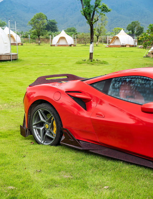 Ferrari F8 Tributo F8 Spider 2020 2021 2022 2023 with Aftermarket Parts - Side Skirts Dry Pre-preg Carbon Fiber / FRP from CMST Tuning