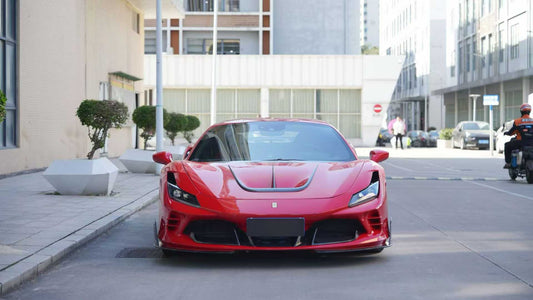 Ferrari F8 Tributo F8 Spider 2020 2021 2022 2023 with Aftermarket Parts - Front Lip Dry Pre-preg Carbon Fiber / FRP from CMST Tuning
