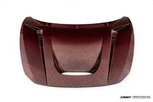 Ferrari F8 Tributo & Spider 2020 2021 2022 2023 with Aftermarket Parts - Hood Dry Pre-preg Carbon Fiber / FRP from CMST Tuning