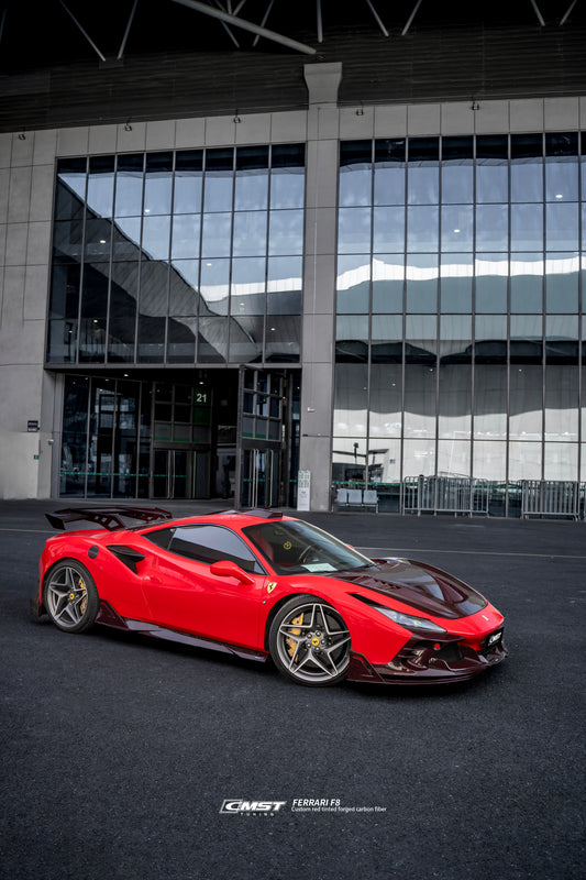 Ferrari F8 Tributo & Spider 2020 2021 2022 2023 with Aftermarket Parts - Hood Dry Pre-preg Carbon Fiber / FRP from CMST Tuning
