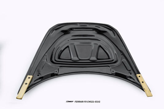 Ferrari F8 Tributo & Spider 2020 2021 2022 2023 with Aftermarket Parts - Hood Dry Pre-preg Carbon Fiber / FRP from CMST Tuning