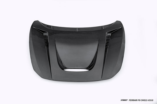 Ferrari F8 Tributo & Spider 2020 2021 2022 2023 with Aftermarket Parts - Hood Dry Pre-preg Carbon Fiber / FRP from CMST Tuning