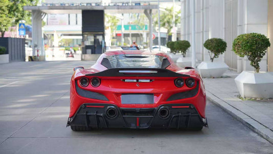 Ferrari F8 Tributo F8 Spider 2020 2021 2022 2023 with Aftermarket Parts - Rear Diffuser Dry Pre-preg Carbon Fiber / FRP from CMST Tuning