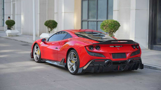 Ferrari F8 Tributo F8 Spider 2020 2021 2022 2023 with Aftermarket Parts - Rear Spoiler Dry Pre-preg Carbon Fiber / FRP from CMST Tuning