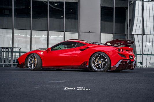 Ferrari F8 Tributo & Spider 2020 2021 2022 2023 with Aftermarket Parts - Rear Wing Dry Pre-preg Carbon Fiber from CMST Tuning