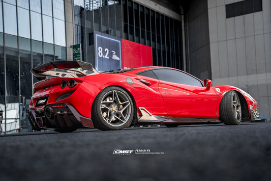 Ferrari F8 Tributo & Spider 2020 2021 2022 2023 with Aftermarket Parts - Rear Wing Dry Pre-preg Carbon Fiber from CMST Tuning