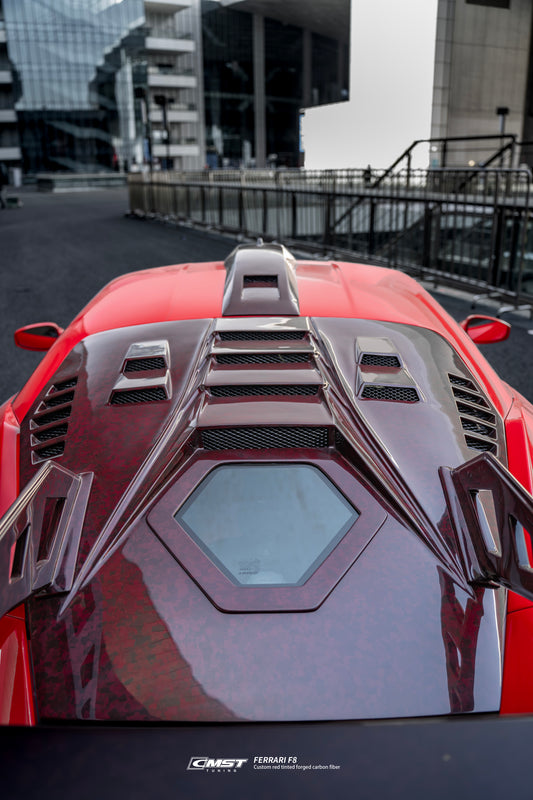 Ferrari F8 Tributo & Spider 2020 2021 2022 2023 with Aftermarket Parts - Roof Scoop Dry Pre-preg Carbon Fiber / FRP from CMST Tuning