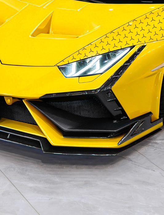 Lamborghini Huracan LP580 LP610 Evo RWD AWD Tecnica Performante 2015 2016 2017 2018 2019 2020 2021 2022 2023 2024 with Aftermarket Parts - Front Bumper & Front Lip Pre-preg Carbon Fiber / FRP from CMST Tuning