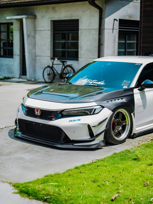 Honda Civic Type-R FL5 2023 2024 with Aftermarket Parts - Front Fenders Pre-preg Carbon Fiber / FRP from CMST Tuning