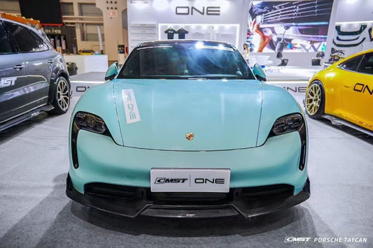 Porsche Taycan 9J1 Sedan/Cross Turismo RWD/4S/GTS/Turbo/Turbo S 2020-2024
(RWD/4S/GTS trims will require Sport Design Package) with Aftermarket Parts - Carbon Fiber & FPR Front Lip from CMST Tuning