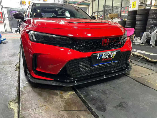 Honda Civic Type-R FL5 2023 2024 with Aftermarket Parts - Front Lip Splitter Pre-preg Carbon Fiber / FRP from CMST Tuning