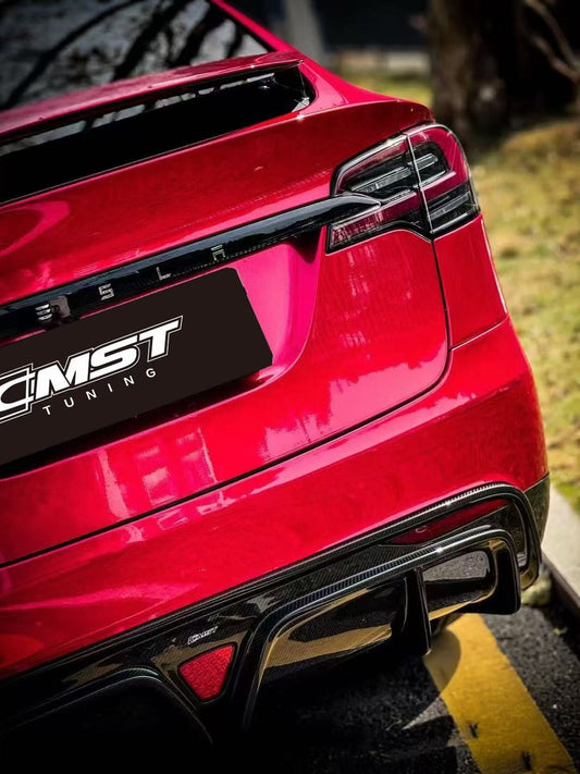 Tesla Model X P100D 100D 90D 75D 60D Performance Long Range Base 2016-2021 with Aftermarket Parts - Rear Diffuser Carbon Fiber / FRP from CMST Tuning