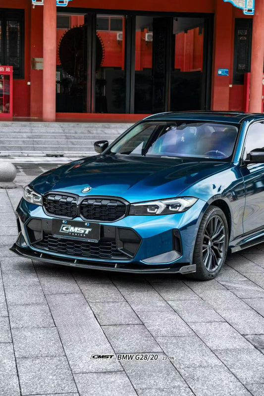 BMW 3 Series 330i M340i G20 G21 LCI 2023 2024 (fitment for 330i requires M-Sport package bumper) with Aftermarket Parts - Front Lip Pre-preg Carbon Fiber / FRP from CMST Tuning