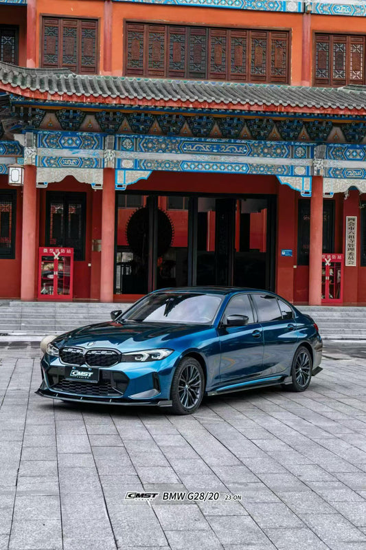 BMW 3 Series 330i M340i G20 G21 LCI 2023 2024 (fitment for 330i requires M-Sport package bumper) with Aftermarket Parts - Front Lip Pre-preg Carbon Fiber / FRP from CMST Tuning