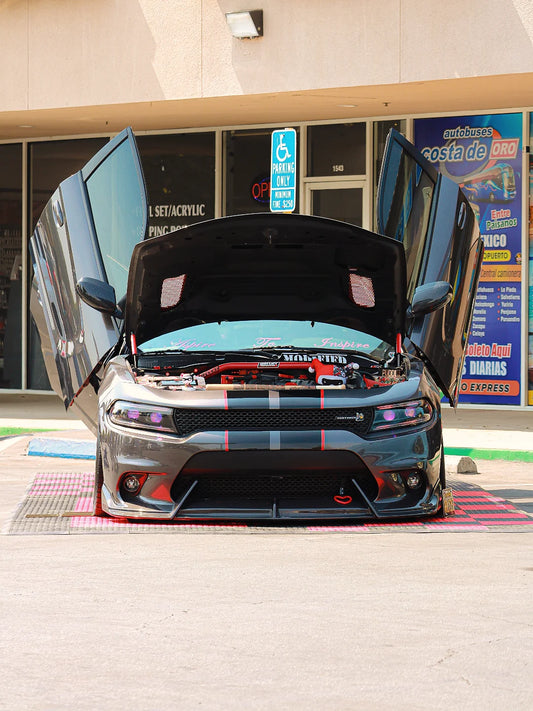 Dodge Charger 2015 Scat Pack & 2016 Scat Pack, Hellcat & 2017 R/T, Daytona, Scat Pack, Hellcat & 2018 GT, R/T, Daytona, Scat Pack, Hellcatwith & 2019 GT, R/T, Scat Pack, Hellcat & 2020 GT, R/T, Scat Pack, Hellcat & 2021 GT, R/T, Scat Pack & 2022-2023 GT, R/T, Scat Pack Non-widebody Aftermarket Parts - Front Lip Carbon Fiber from CMST Tuning