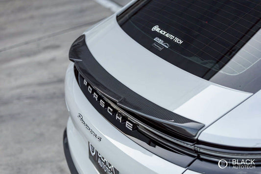 Porsche Panamera 976 Base 4 4S E-Hybird 2024 (suitable for GTS and Turbo if active spoiler is deactivated) with Aftermarket Parts - Rear Spoiler FRP / Pre-preg Carbon Fiber from CMST Tuning