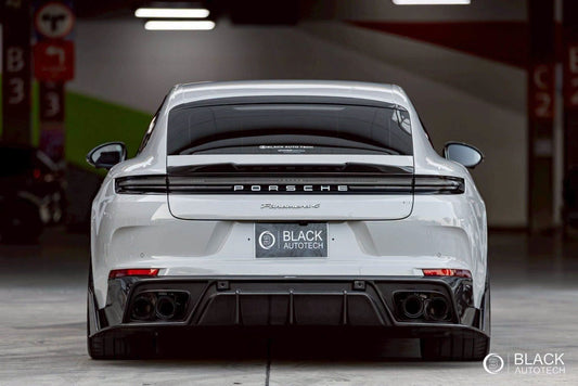 Porsche Panamera 976 Base 4 4S E-Hybird GTS Turbo 2024 with Aftermarket Parts - Rear Diffuser & Canards Pre-preg Carbon Fiber / FRP from CMST Tuning