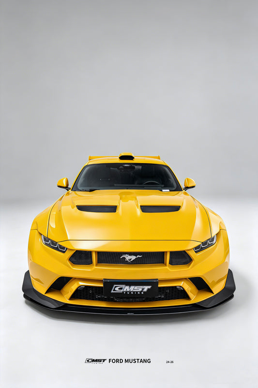 Ford Mustang S650 2.3 Ecoboost 5.0 GT Dark Horse 2024-ON with Aftermarket Parts - GTD Style Front Bumper & Lip Carbon Fiber / FRP from CMST Tuning