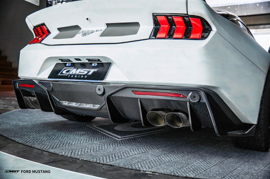 Ford Mustang S650 2.3 Ecoboost 5.0 GT Dark Horse 2024-ON with Aftermarket Parts - GTD Style Rear Bumper & Diffuser Carbon Fiber / FRP from CMST Tuning