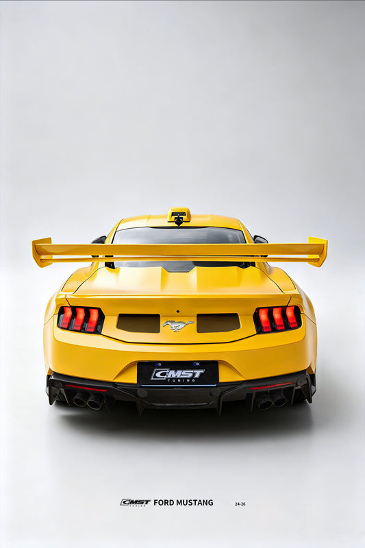 Ford Mustang S650 2.3 Ecoboost 5.0 GT Dark Horse 2024-ON with Aftermarket Parts - GTD Style Rear Bumper & Diffuser Carbon Fiber / FRP from CMST Tuning