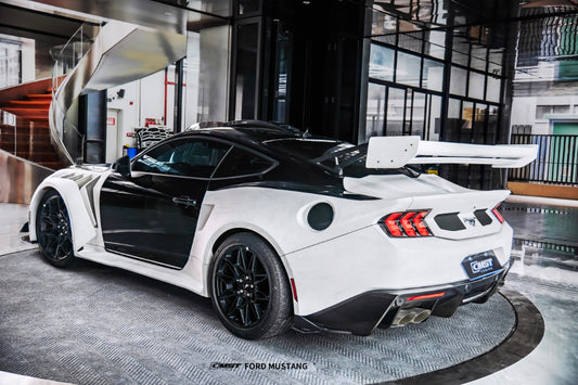 Ford Mustang S650 2.3 Ecoboost 5.0 GT Dark Horse 2024-ON with Aftermarket Parts - GTD Style Side Skirts Carbon Fiber / FRP from CMST Tuning