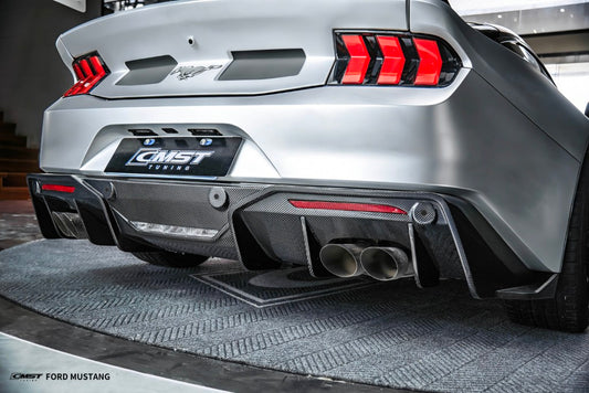 Ford Mustang S650 2.3 Ecoboost 5.0 GT Dark Horse 2024-ON with Aftermarket Parts - GTD Style Rear Bumper & Diffuser Carbon Fiber / FRP from CMST Tuning