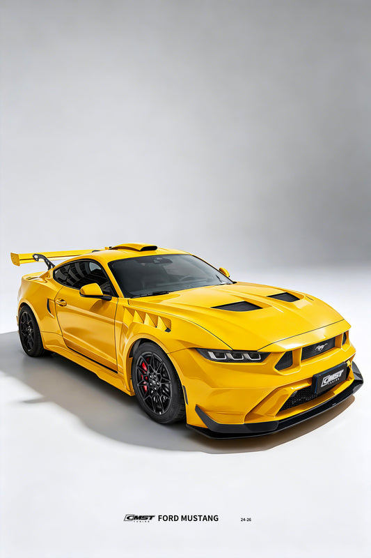 Ford Mustang S650 2.3 Ecoboost 5.0 GT Dark Horse 2024-ON with Aftermarket Parts - GTD Style Side Skirts Carbon Fiber / FRP from CMST Tuning