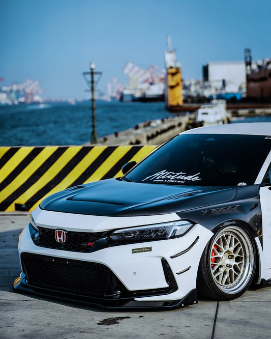 Honda Civic Type-R FL5 2023 2024 with Aftermarket Parts - Front Fenders Pre-preg Carbon Fiber / FRP from CMST Tuning