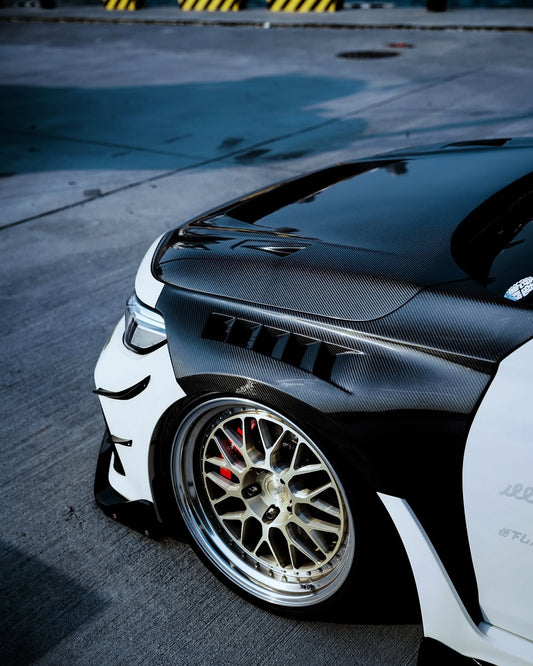 Honda Civic Type-R FL5 2023 2024 with Aftermarket Parts - Front Fenders Pre-preg Carbon Fiber / FRP from CMST Tuning
