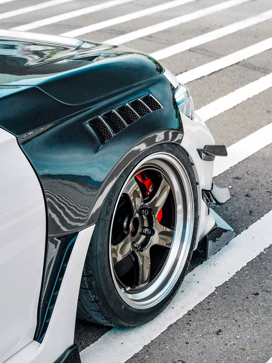 Honda Civic Type-R FL5 2023 2024 with Aftermarket Parts - Front Fenders Pre-preg Carbon Fiber / FRP from CMST Tuning