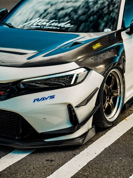 Honda Civic Type-R FL5 2023 2024 with Aftermarket Parts - Front Fenders Pre-preg Carbon Fiber / FRP from CMST Tuning