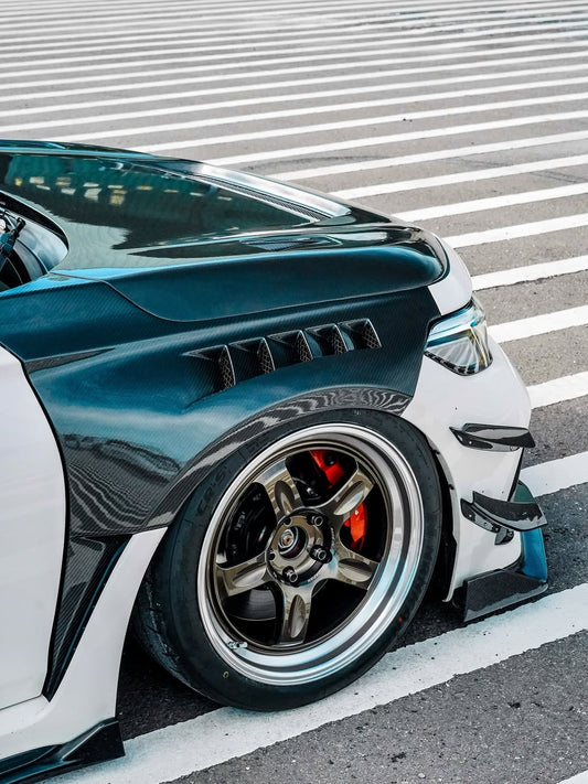 Honda Civic Type-R FL5 2023 2024 with Aftermarket Parts - Front Fenders Pre-preg Carbon Fiber / FRP from CMST Tuning