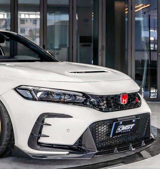 Honda Civic Type-R FL5 2023-ON with Aftermarket Parts - V2 Front Lip Dry Pre-preg Carbon Fiber / FRP from CMST Tuning